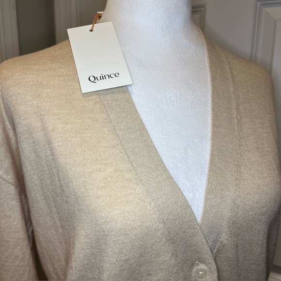Quince NWT Lightweight Cotton Cashmere Blend Cream Button Cardigan, size M - Picture 6 of 12